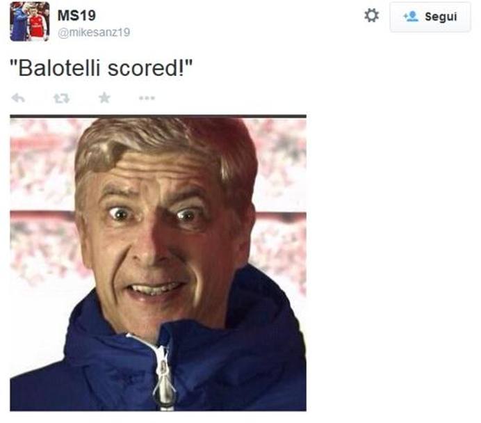 Balo segna e Arsene Wenger, tecnico dell&#39;Arsenal, reagisce cos... 